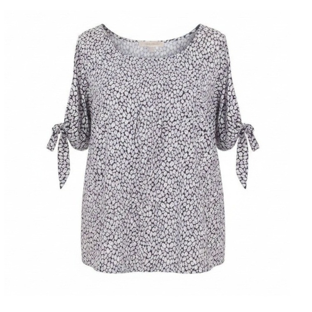 Michael Michael Kors Office Flirty Cold Shoulder Pebble Pattern Top Large